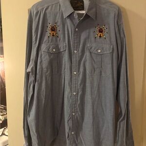 Howler Bros Wrangler Blue spider Embroidered Men's Shirt